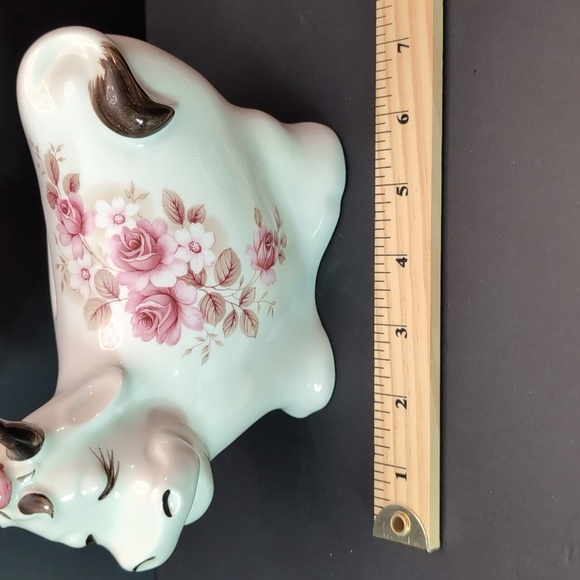 Vintage Rosie the Cow Ceramic White/Pink Floral Coin Bank. - Picture 9 of 9